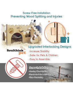 Castillo de Madera para Cobayas SoulThink con Hamaca y Rampa 2