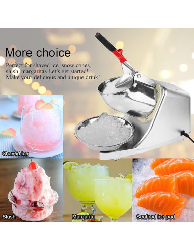 Trituradora de Hielo Eléctrica 300W Doble Cuchilla 80kg/h