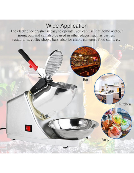 Trituradora de Hielo Eléctrica 300W Doble Cuchilla 80kg/h