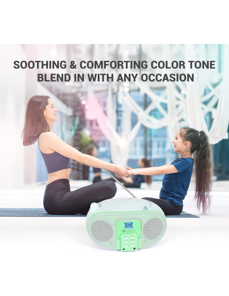 Reproductor de CD Portátil SingingWood GC01 Boombox Pistacho