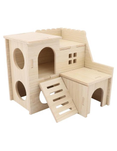 Casa de Madera Laberinto Kcrygogo para Hámster Pequeño 15cm