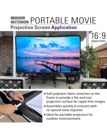 Pantalla de proyector portátil Akia 125" (317.5 cm) 16:9 HD