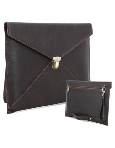 Funda de Laptop de Cuero Genuino Contacts 37x27cm Marrón