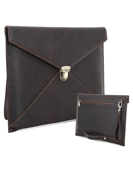 Funda de Laptop de Cuero Genuino Contacts 37x27cm Marrón