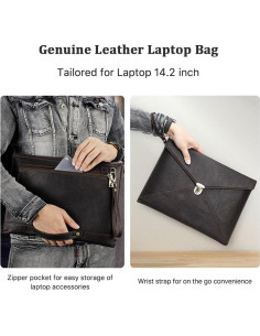 Funda de Laptop de Cuero Genuino Contacts 37x27cm Marrón 2