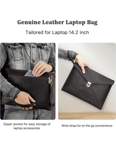 Funda de Laptop de Cuero Genuino Contacts 37x27cm Marrón