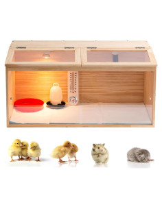 Caja de Cría de Pollos de Madera UYDJKLS con Termómetro y Bombillas