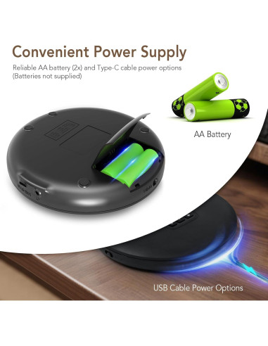 Reproductor de CD Portátil HOTT CD204 con Auriculares y AUX