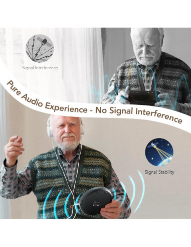 Reproductor de CD Portátil HOTT CD204 con Auriculares y AUX