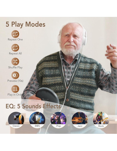 Reproductor de CD Portátil HOTT CD204 con Auriculares y AUX