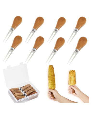 8 Sujetadores de Mazorcas de Maíz OMGOD con Mango de Madera