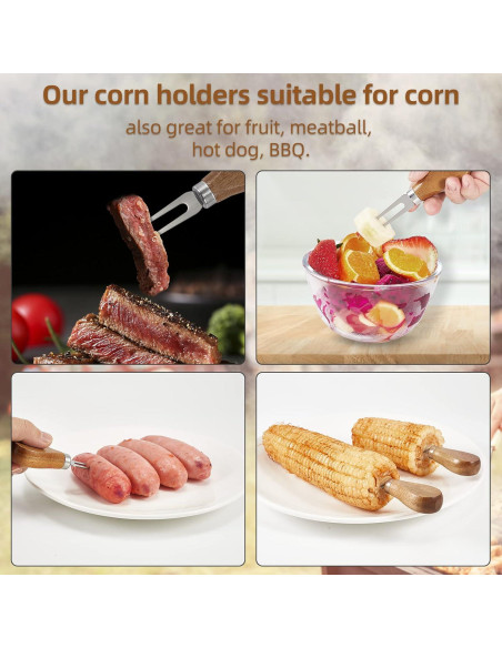 8 Sujetadores de Mazorcas de Maíz OMGOD con Mango de Madera