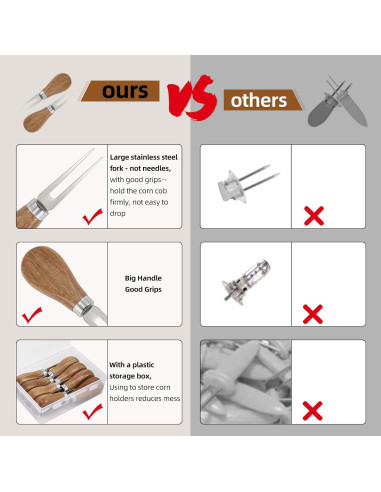 8 Sujetadores de Mazorcas de Maíz OMGOD con Mango de Madera