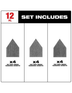 Hojas de Lija Milwaukee 48-80-5405 80/120/180 Granos 12 PK 2