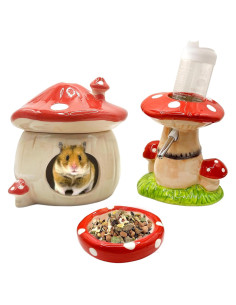 Accesorios para Hámster Beleatal: Escondite Cerámico, Botella y Cuenco