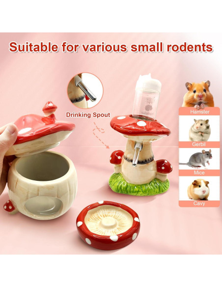 Accesorios para Hámster Beleatal: Escondite Cerámico, Botella y Cuenco