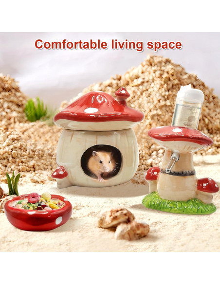 Accesorios para Hámster Beleatal: Escondite Cerámico, Botella y Cuenco