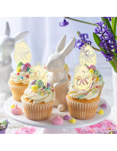 Toppers de Cupcake URROMA Pascua 30pcs Decoración Huevo Acrílico