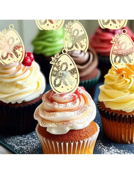 Toppers de Cupcake URROMA Pascua 30pcs Decoración Huevo Acrílico