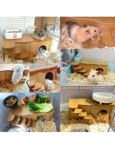 Escondite para Hámster Hamiledyi Laberinto de Madera 27x14x10.5cm