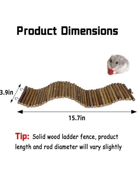 Puente de Madera Flexible BLSMU 40x10 cm para Hámsters y Roedores