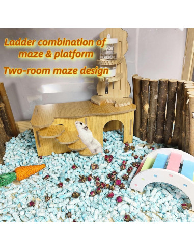Escondite para Hámster Hamiledyi Laberinto de Madera 27x14x10.5cm