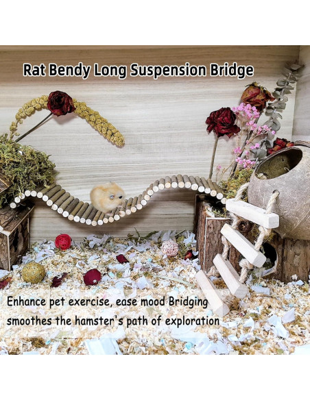 Puente de Madera Flexible BLSMU 40x10 cm para Hámsters y Roedores