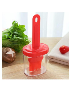 Brocha de Silicona GoLepide 2 en 1 Resistente al Calor Roja