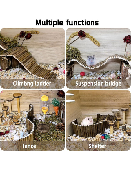 Puente de Madera Flexible BLSMU 40x10 cm para Hámsters y Roedores