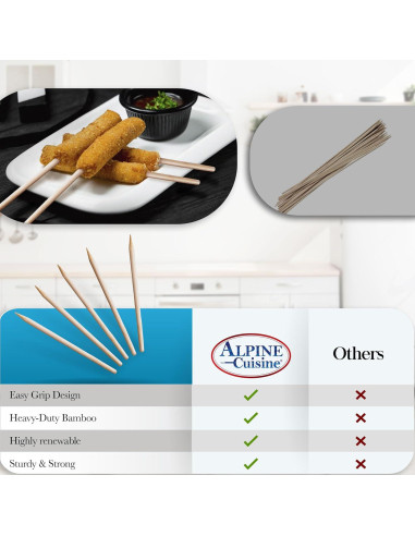 Pinchos de BBQ de Bambú Alpine Cuisine 15 cm - 100 unidades
