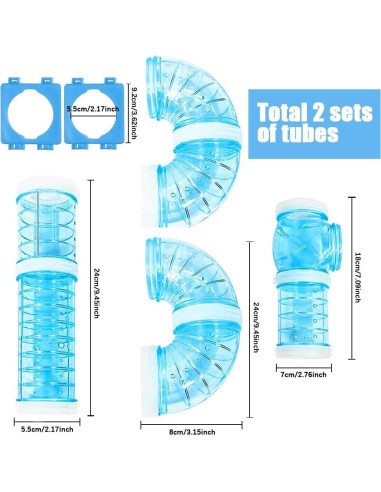 Kits de Tubos para Hámster FHDUSRYO - 2 Kits Azul 5.5cm