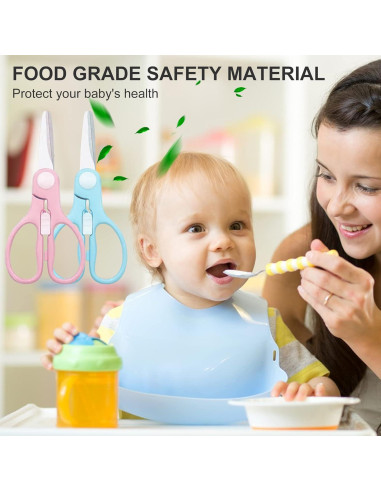 Tijeras para Comida de Bebé ATB Rosa, Acero Inoxidable, 15.5 cm