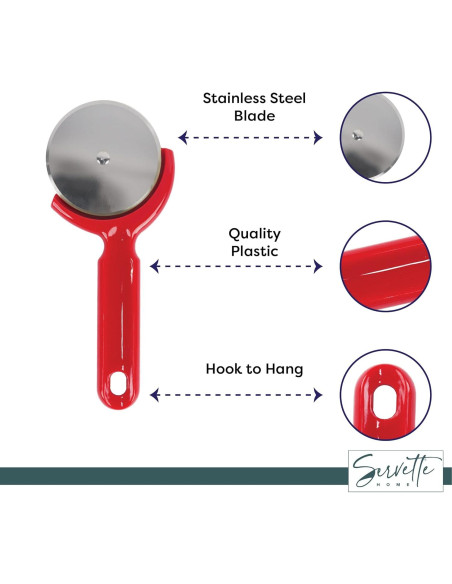 Cortador de Pizza Acero Inoxidable Servette Rojo 19.69 cm