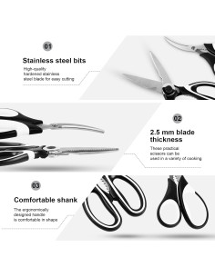 Tijeras de cocina multifuncionales Tyzine 2 piezas acero inoxidable 2