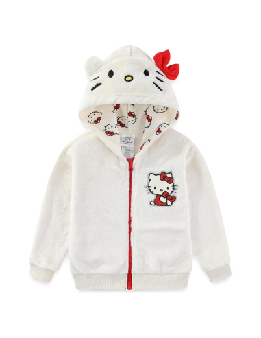 Sudadera con cremallera Hello Kitty beige para niñas grandes