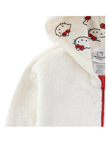 Sudadera con cremallera Hello Kitty beige para niñas grandes