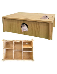Casa de Hámster MUYG con Laberinto de Madera 32x22cm