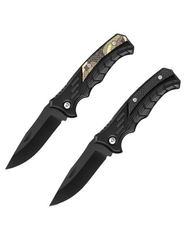 Cuchillos de bolsillo plegables Gerderk - 2 unidades, 7.37 cm hoja