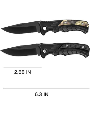 Cuchillos de bolsillo plegables Gerderk - 2 unidades, 7.37 cm hoja