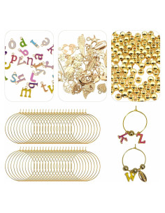 Kit de Charms para Copas de Vino DIY - 50 Piezas con Cuentas de Alfabeto