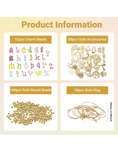 Kit de Charms para Copas de Vino DIY - 50 Piezas con Cuentas de Alfabeto 2