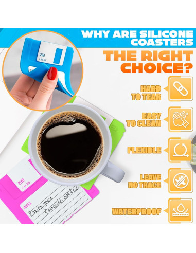 6 Posavasos de Silicona DIMROM Cuadrados 9x9 cm Flexibles