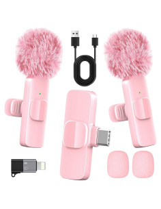 Micrófono Lavalier Inalámbrico Rosa HONGJIEYUAN K9 20m