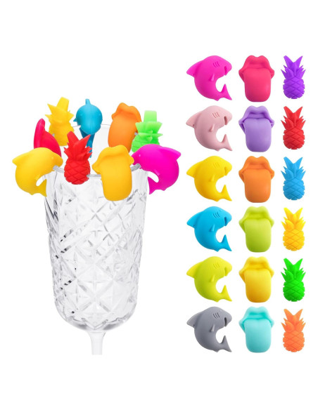 Marcadores de Vino PAGOW 18 Piezas Silicona Colorida