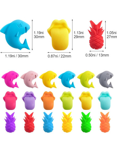 Marcadores de Vino PAGOW 18 Piezas Silicona Colorida