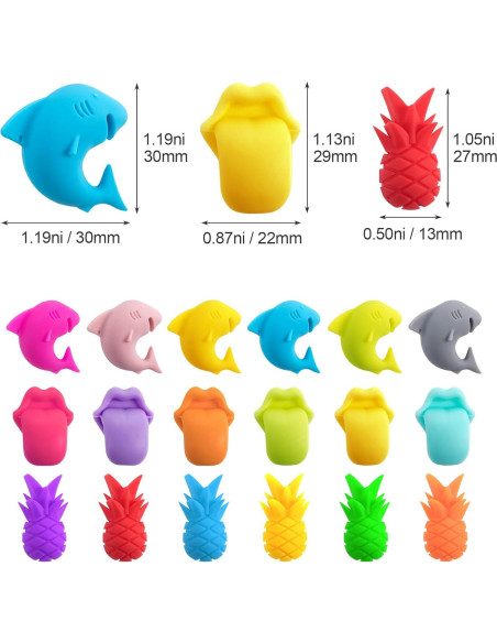 Marcadores de Vino PAGOW 18 Piezas Silicona Colorida