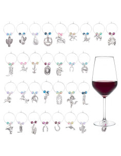 PLIGREAT 30 Encantos para Copas de Vino Vaquero Decorativos