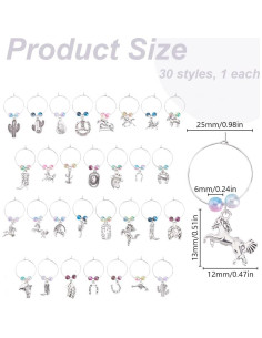 PLIGREAT 30 Encantos para Copas de Vino Vaquero Decorativos 2