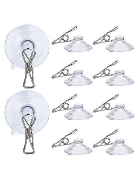 Clips de Ventosa AccEncyc 24 Pcs 45mm Transparentes para Ventanas