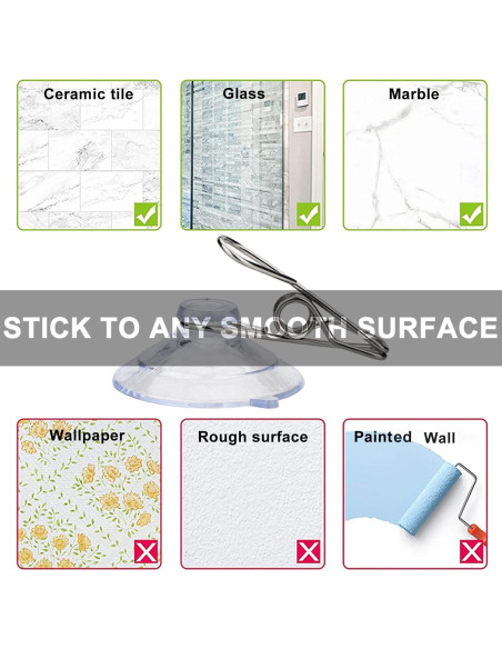 Clips de Ventosa AccEncyc 24 Pcs 45mm Transparentes para Ventanas